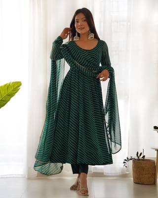 Pure Fox Georgette Laheriya Print Fabric Fully Flair Anarkali, With Dupatta And Pent 6