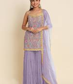 Lavender georgette embroidered punjabi suits