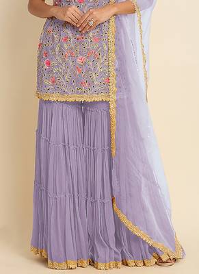 Lavender georgette embroidered punjabi suits 2