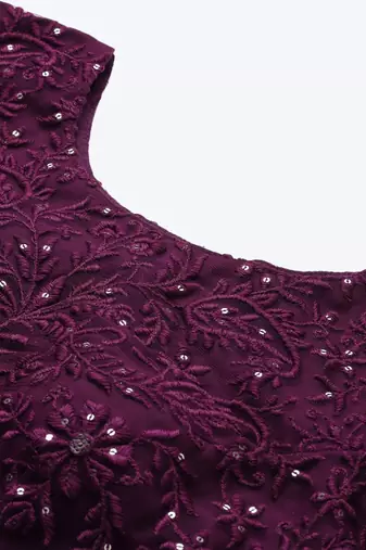 magnetic purple thread embroidered net festival lehenga set choli with dupatta