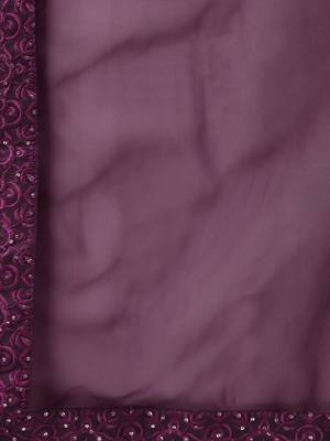magnetic purple thread embroidered net festival lehenga set choli with dupatta 5