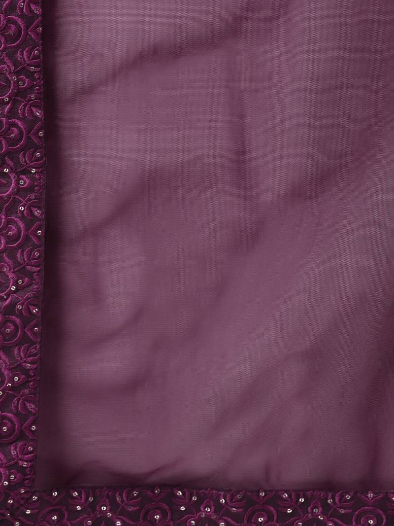 Magnetic Purple Thread Embroidered Net Festival Wear Lehenga Choli