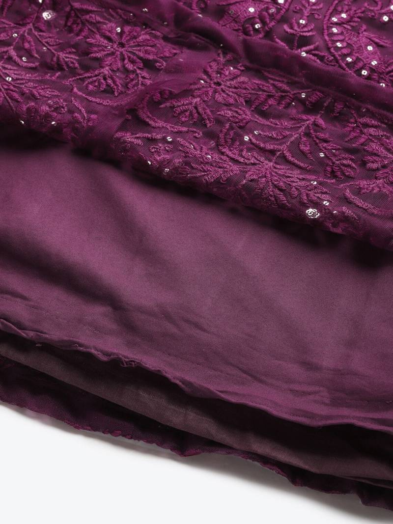 Magnetic Purple Thread Embroidered Net Festival Wear Lehenga Choli
