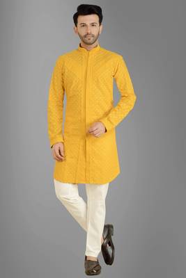 Arruga stylish cotton embroidery kurta pant 1