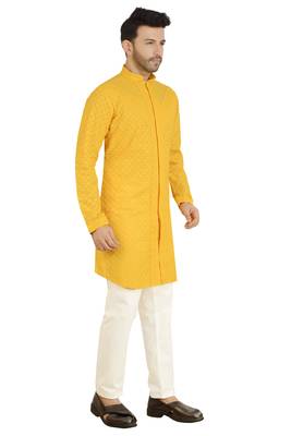Arruga stylish cotton embroidery kurta pant 3