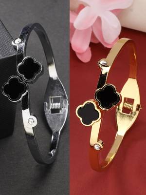 women set of 2 gold & silver cuff bracelet 1