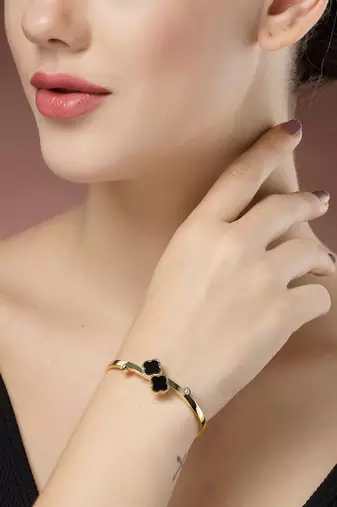 women set of 2 gold & silver cuff bracelet