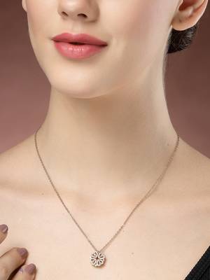 women rose gold heart shape american diamond metal chain 1