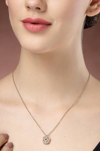 women rose gold heart shape american diamond metal chain