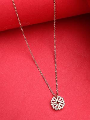 women rose gold heart shape american diamond metal chain 2