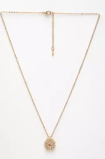 women rose gold heart shape american diamond metal chain