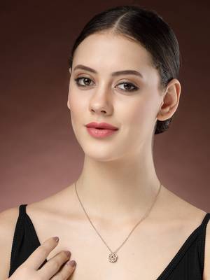 women rose gold heart shape american diamond metal chain 5