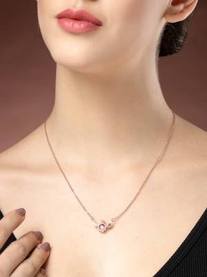 women rose gold american diamond metal chain 1