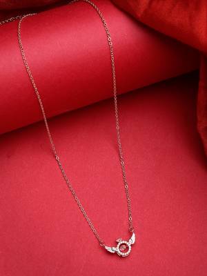 women rose gold american diamond metal chain 2