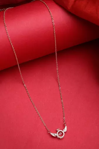 women rose gold american diamond metal chain