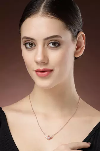 women rose gold american diamond metal chain
