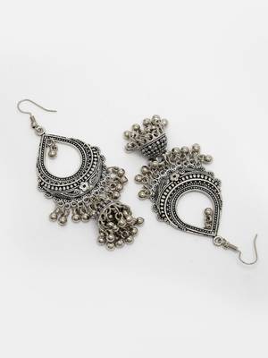 women silver-plated german silver oxidized jhumka earrings 4