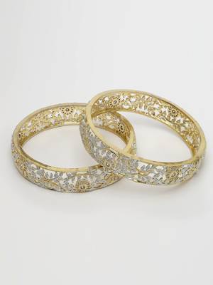 women set of 2 gold-plated american diamond emblished handcrafted bangles 4