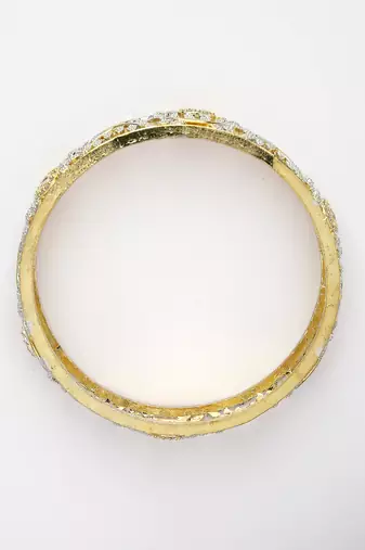 women set of 2 gold-plated american diamond emblished handcrafted bangles