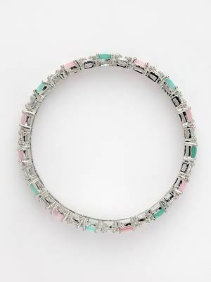 women set of 2 multi-coloured cz stone-studded handcrafted bangles 4