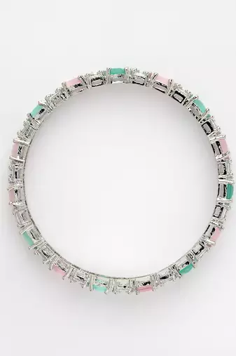 women set of 2 multi-coloured cz stone-studded handcrafted bangles