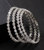women set of 4 silver-plated cz stone-studded handcrafted bangles