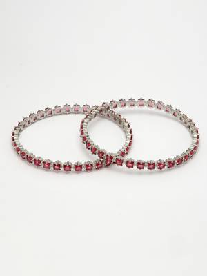 women set of 2 pink cz stone-studded handcrafted bangles 5