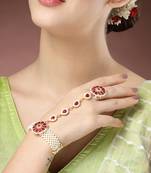 women red gold-plated stone studded handcrafted ring bracelet