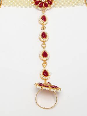women red gold-plated stone studded handcrafted ring bracelet 5
