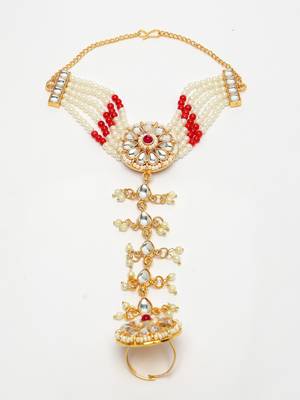 women red gold-plated stone studded handcrafted ring bracelet 5