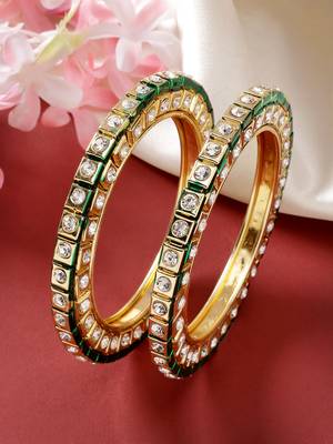 gold alloy bangles with kundan studded work 2
