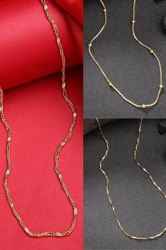 women set of 3 gold-plated minimal chain