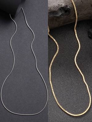 women set of 2 silver & gold rhodium-plated minimal chain 1