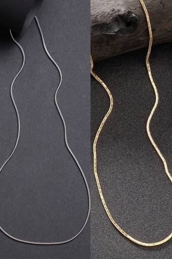 women set of 2 silver & gold rhodium-plated minimal chain