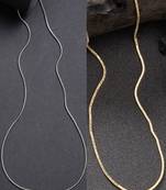 women set of 2 silver & gold rhodium-plated minimal chain