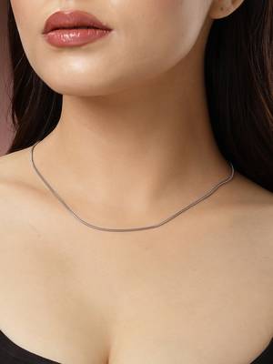 women set of 2 silver & gold rhodium-plated minimal chain 2