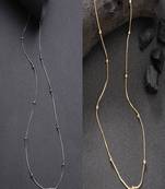 women set of 2 silver & gold rhodium-plated minimal chain