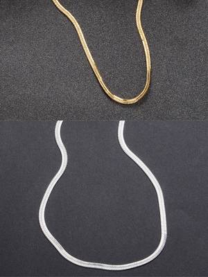women set of 2 silver & gold rhodium-plated minimal chain 1