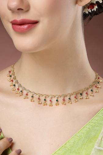 women multicolor gold-plated minimal chain