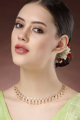women multicolor gold-plated minimal chain