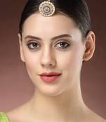 women gold-plated cz stone-studded borla maang tikka