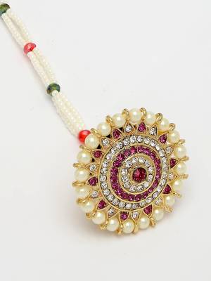 women gold-plated cz stone-studded borla maang tikka 3