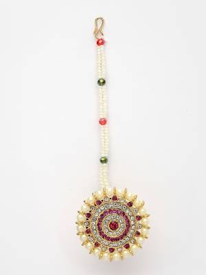 women gold-plated cz stone-studded borla maang tikka 4