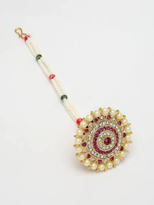 women gold-plated cz stone-studded borla maang tikka 5