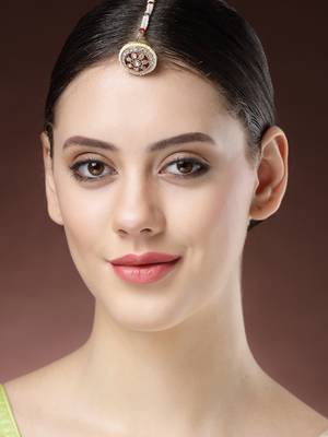 women gold-plated cz stone-studded borla maang tikka 1