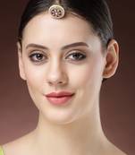 women gold-plated cz stone-studded borla maang tikka