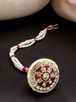 women gold-plated cz stone-studded borla maang tikka 2