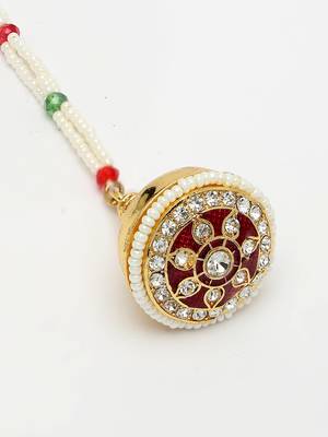 women gold-plated cz stone-studded borla maang tikka 3