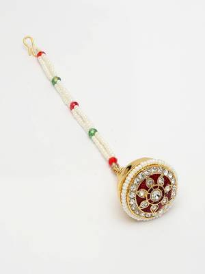 women gold-plated cz stone-studded borla maang tikka 5