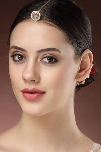 women multicolor cz stone-studded borla maang tikka